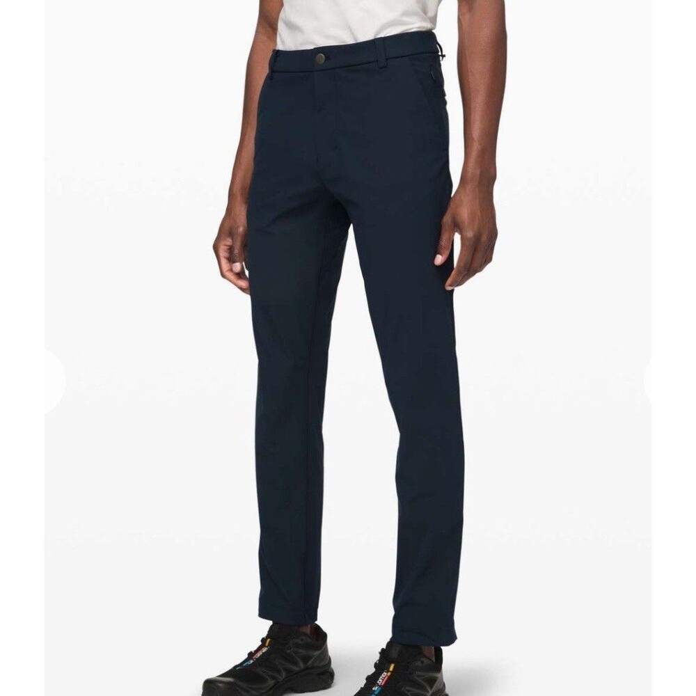 Lululemon Commission Pants Warpstreme Navy Size 34x30 Classic Fit Commuter Pants